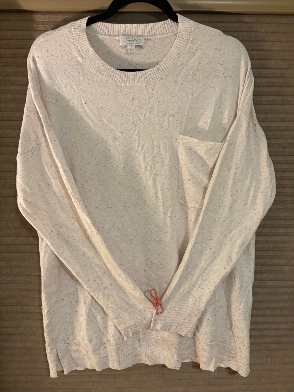 Mud Pie Cream Speckled Crewneck Pullover Sweater